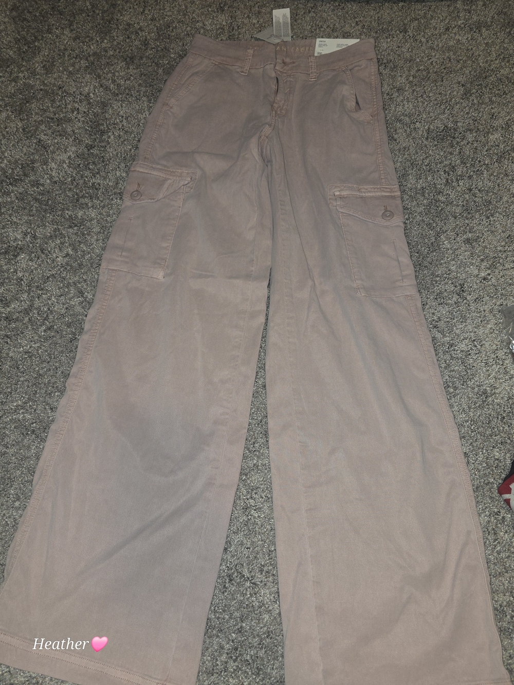 American Eagle Outfitters Wide Leg Cargo Jeans - Heather Mauve